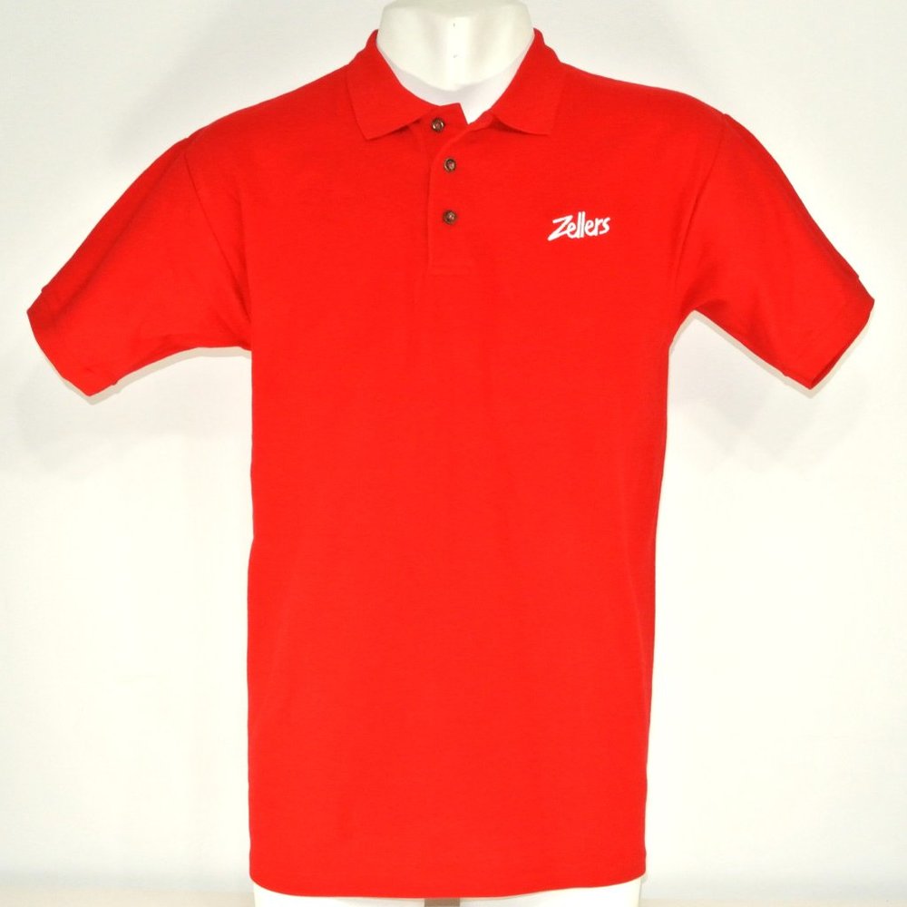 ZELLERS Vintage Department Store Employee Uniform Polo Shirt Red NEW Size XL